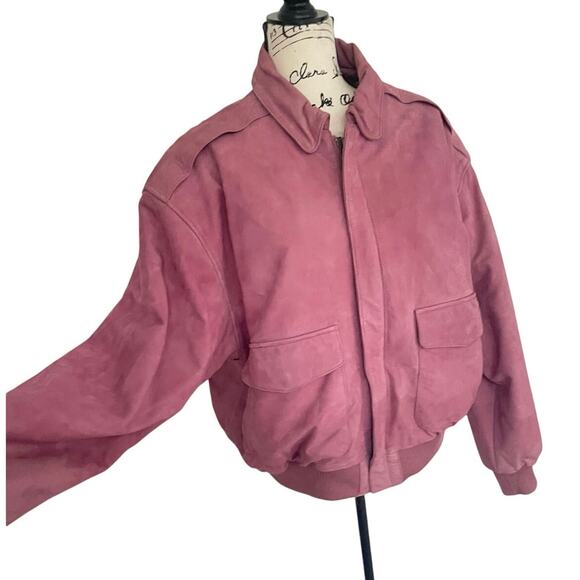 Y2K 90’s OTELLO PELLE BOMBER JACKET ROSE PINK SUEDE LEATHER AVIATOR STYLE ICONIC - Picture 10 of 16